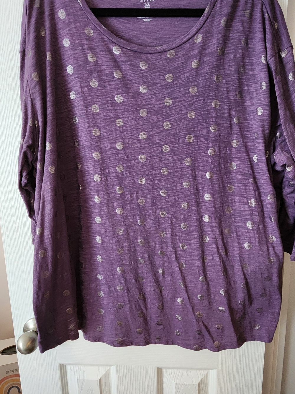 Sonoma St. John's Bay 3X Purple Long Sleeve Top with Metallic Dot Print